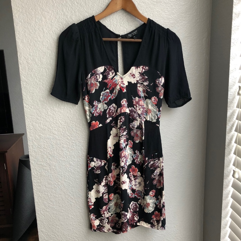 Topshop Black Floral Dress